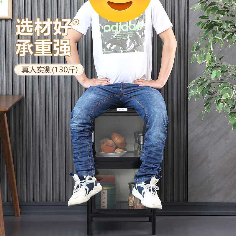餐边柜铝合金置物柜碗柜收纳餐具柜钢化玻璃储物柜杂物柜子厨柜