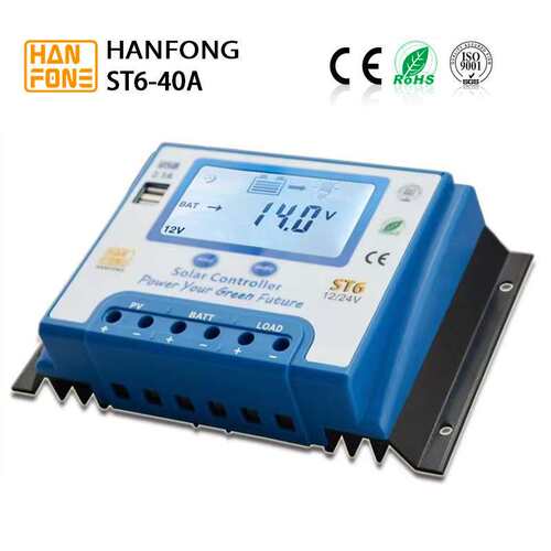 跨境ST6太阳能板控制器 40A 智能照明12V24V PWM光伏充电控制器