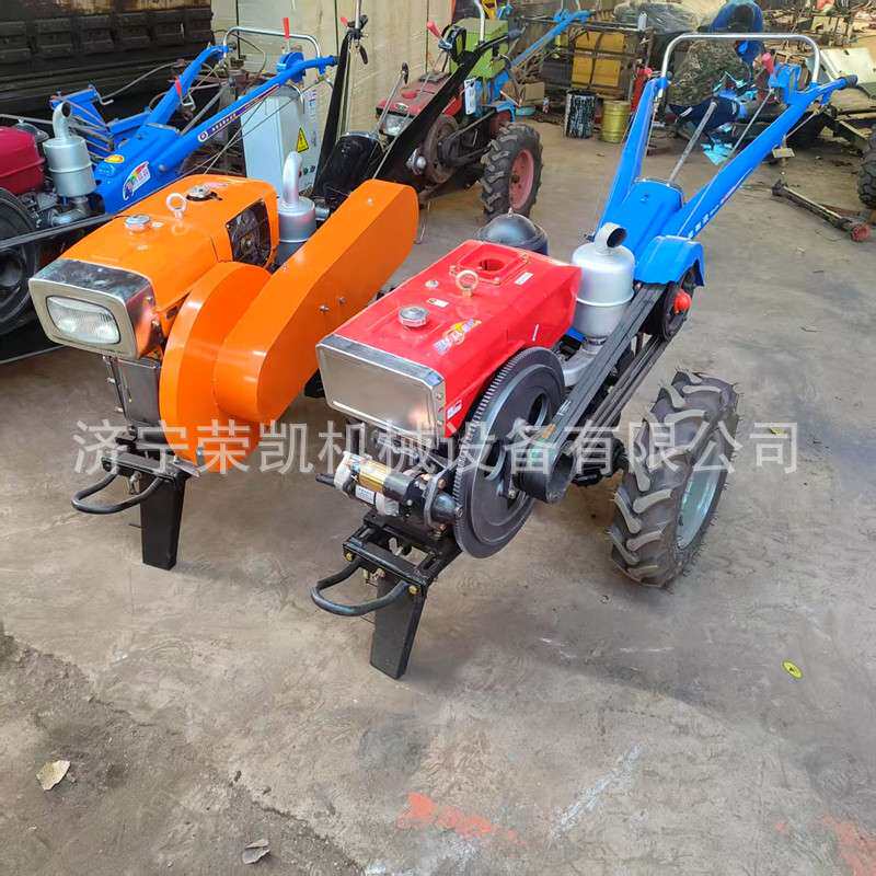 两轮手扶拖拉机 小型旋耕起垄座椅播种机 电启动柴油犁地手扶拖车