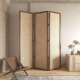北欧日式 实木屏风藤编隔断客厅办公室遮挡酒店可折叠简约移动折屏
