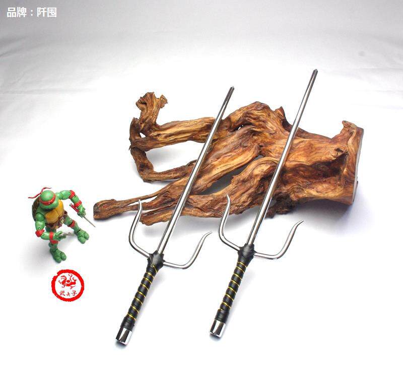 。实心手工煅打圆柱体钢制武术忍者浪人空手道短叉功夫点穴铁尺送