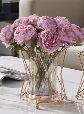 立恒铁艺玻璃花瓶摆件创意家用客厅家居装饰餐厅浪漫烛光晚餐道具