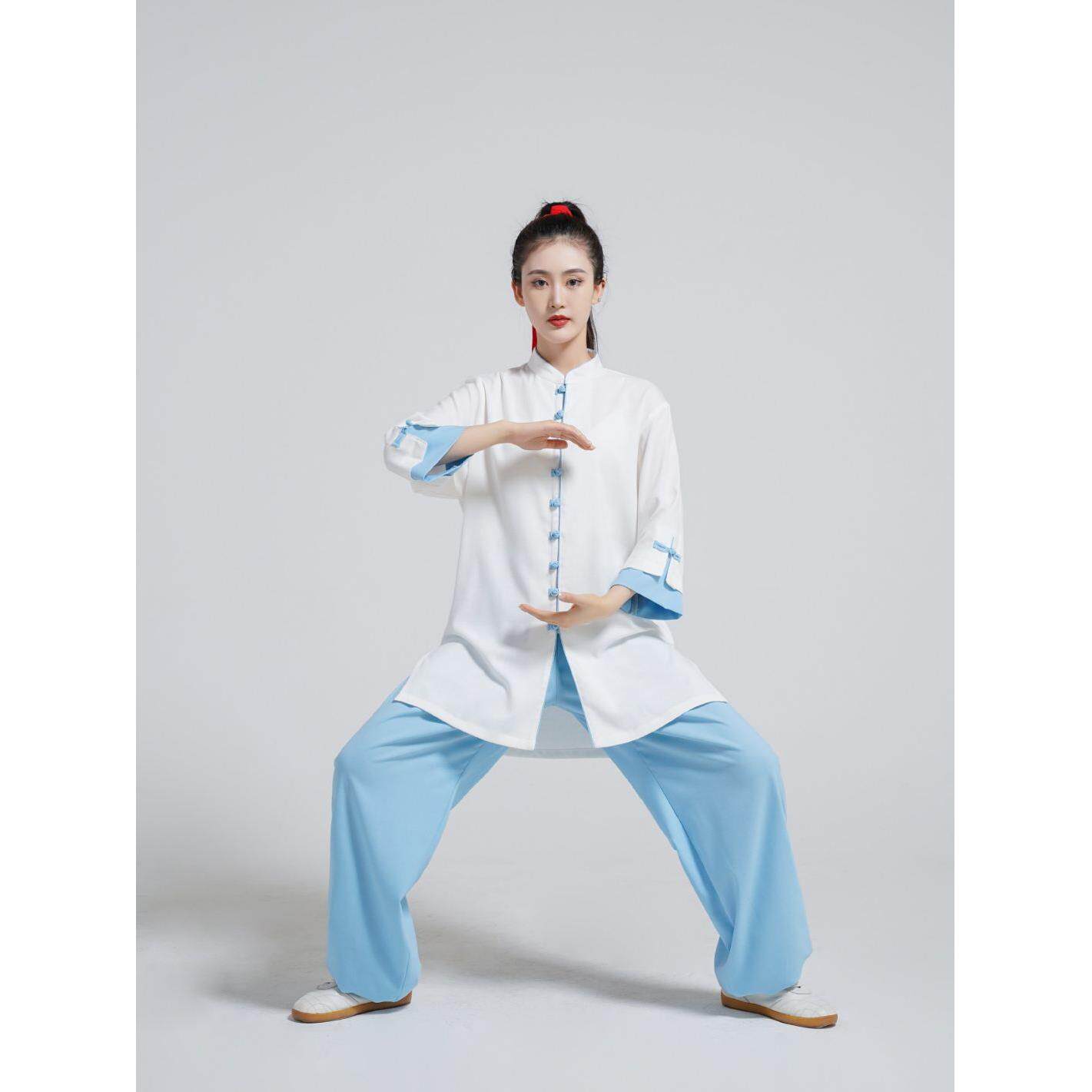 御承太极服武术服女高端棉麻太极拳练功服短袖服薄居士禅修夏季薄