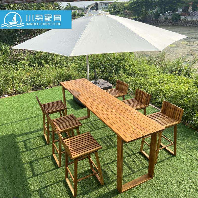 户外家具室外音乐餐吧咖啡奶茶店实木吧台椅别墅庭院民宿高脚桌椅