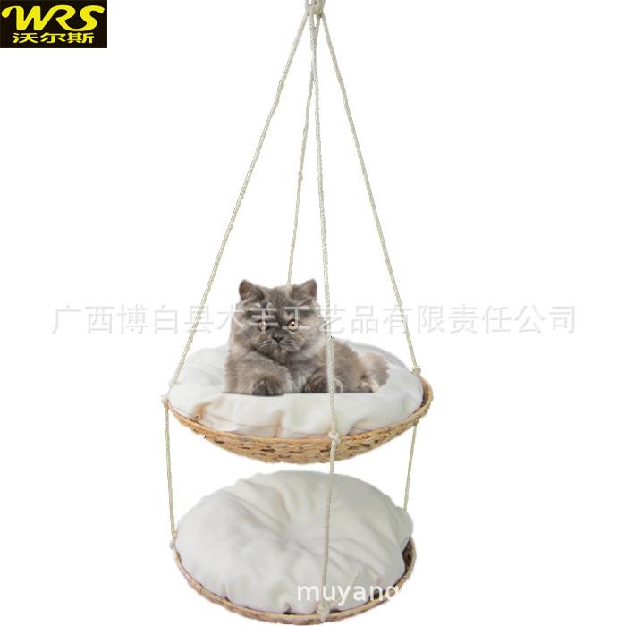 可拆洗秋千宠物窝猫树跳台猫咪用品挂床手工编织双层吊床藤编猫窝