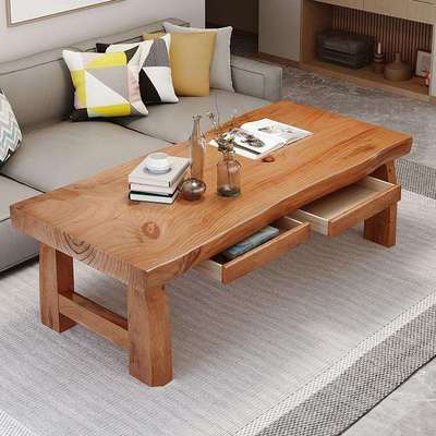 实木茶几实木大板阳台茶桌茶几客厅家用餐桌两用60cm高茶几可吃饭