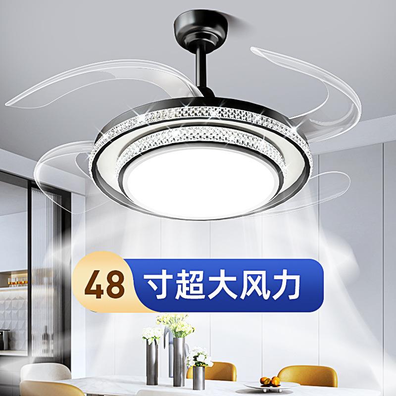 高端吊扇灯餐厅吊灯2022年新款静音风扇灯现代简约大气灯扇一体