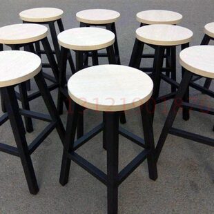 木凳子圆凳高脚吧凳 高脚椅酒吧椅加高   梯凳CM高度吧台椅70木