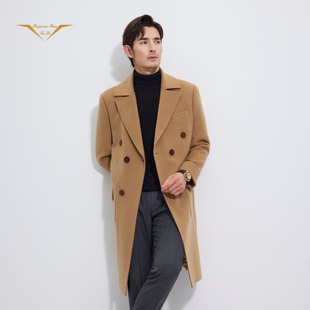 秋冬手工双排扣男商务休闲男款长款全羊绒全麻衬马球大衣高定系列