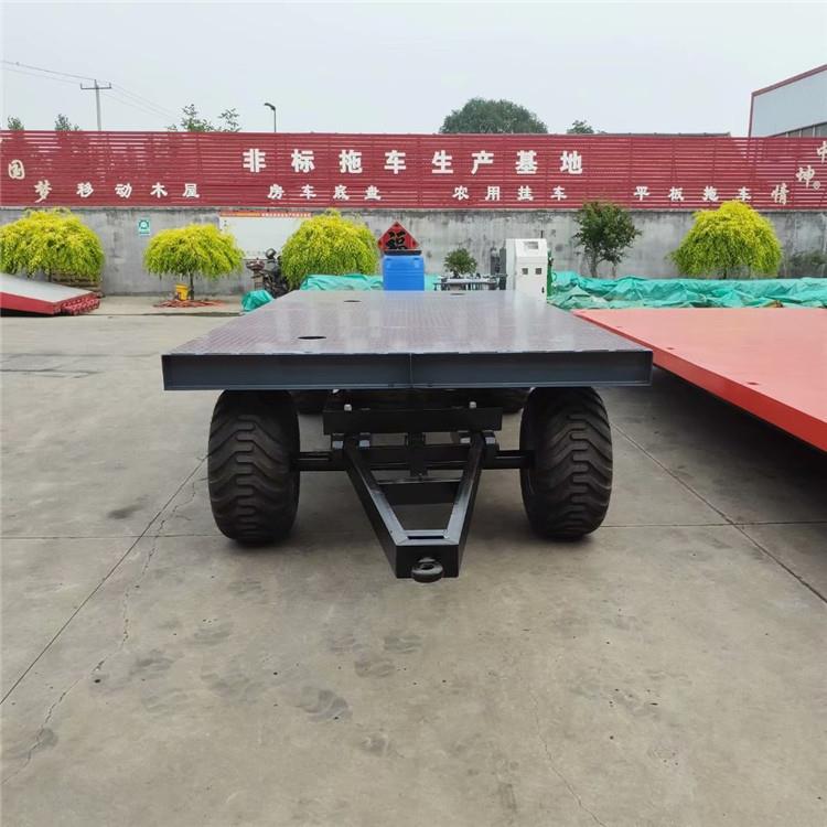 10吨沙漠轮胎平板车牵引式平板拖车工业重型货物运输平板车