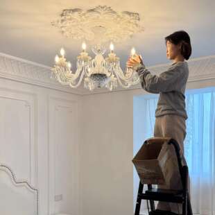 轻法式中古奶油风客厅水晶吊灯轻奢复古卧室女孩房间主灯餐厅灯具