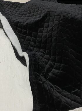 纯黑色金丝绒 加厚菱形夹棉面料保暖睡衣外套棉服面料