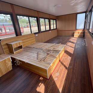 景区小型水上船屋宾馆住宿餐饮房船电动画舫木船12米中式水上船屋