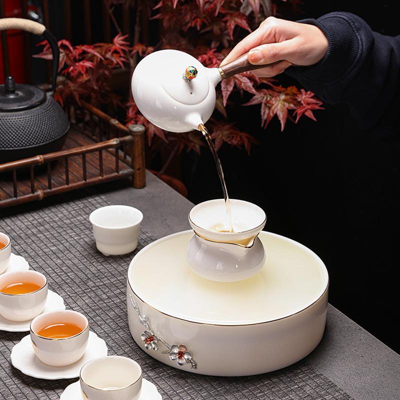 2021羊脂玉茶具套装陶瓷玉瓷干泡盘玉瓷茶盘干湿两用简单美观logo