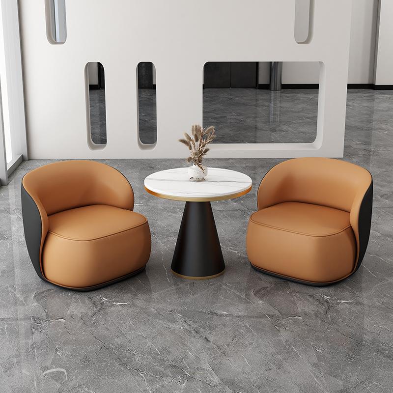 北欧休闲酒店接待沙发公司售楼处洽谈桌椅美容院商务会客皮艺沙发