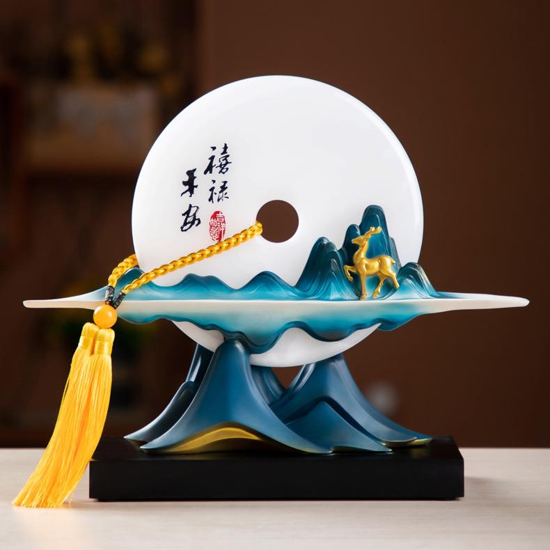 一路平安鹿摆件平安扣办公室桌玄关客厅创意中式工艺品保险开门红