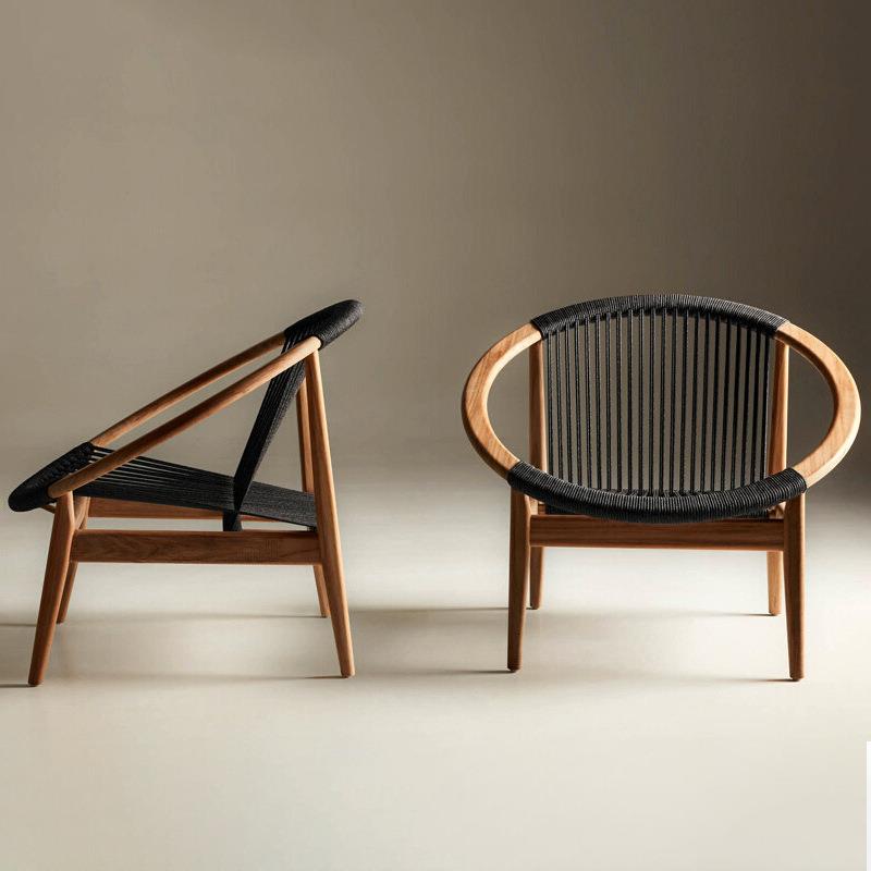 阳台实木桌椅户外庭院休闲单人藤椅小茶几三件套绳编防腐柚木组合