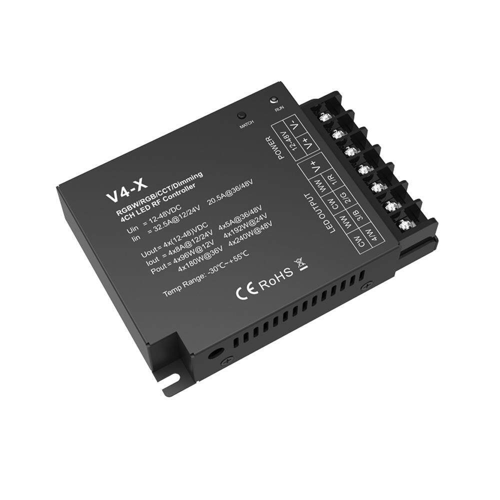 V4-X 12-48VDC10动态模式信号中继 RGBW/RGB/CCT/DIM四通道控制器