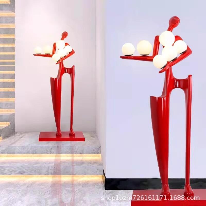 [源头工厂]人像玻璃钢雕塑酒店展厅艺术摆件灯落地灯创意抽象手工
