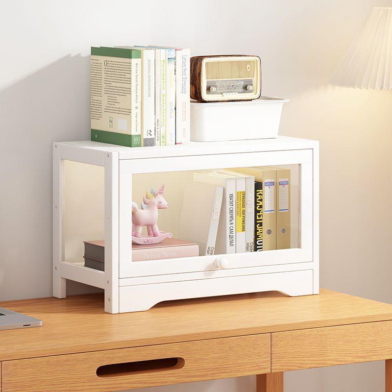 桌面带门书架儿童简易书柜多层靠墙置物收柜架家用卧室书房储物柜