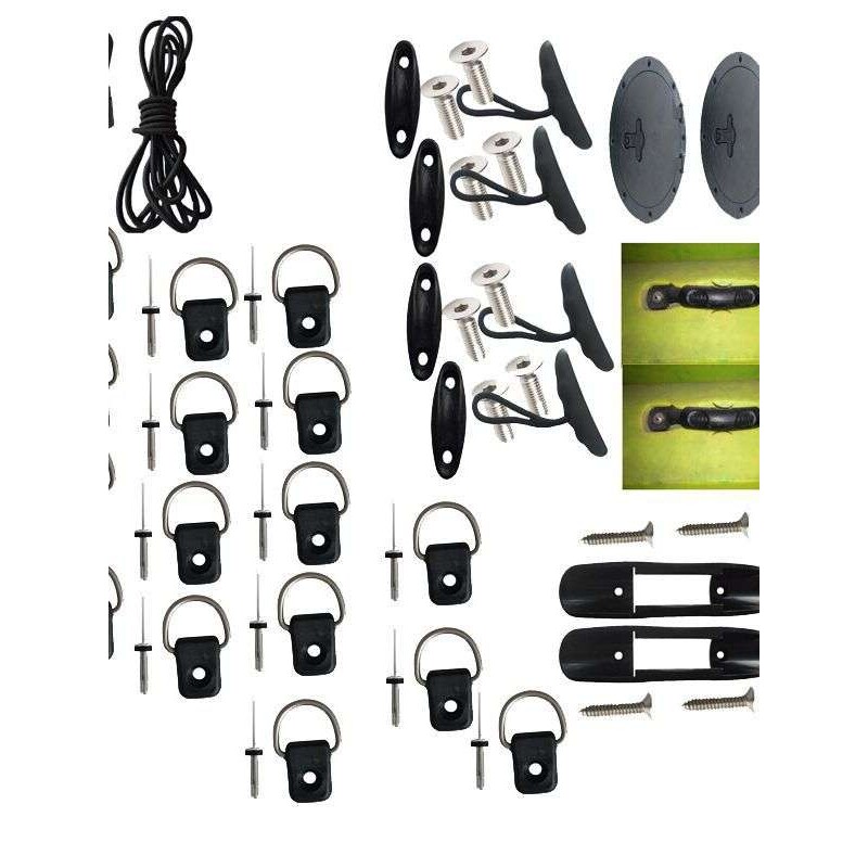 供应户外用品逸姿欣独木舟游船划艇配件  舱盖弹力绳钩扣整装套餐