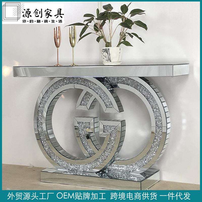 轻奢玄关柜现代简约家具镜面装饰隔断入户玄关台