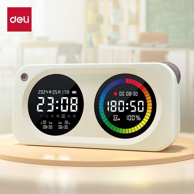 得力LE888DS时钟-闹钟学生专用起床神器背光床头钟时钟温度计时钟