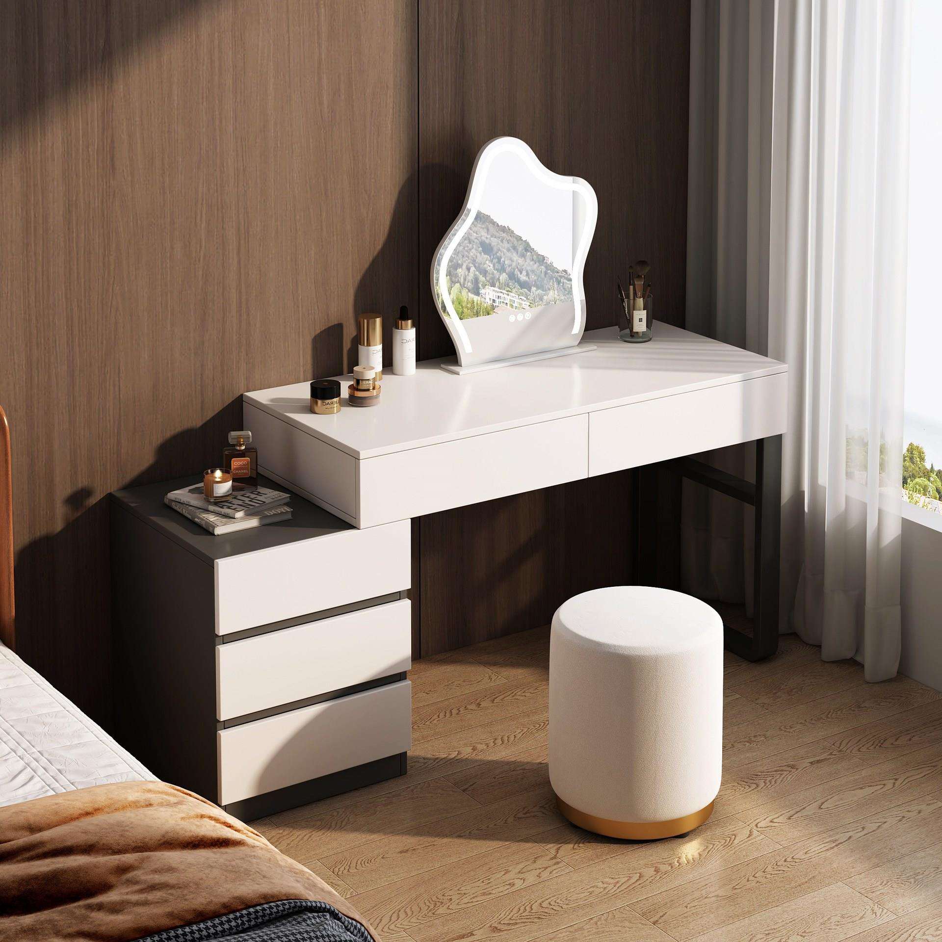 意式梳妆台现代简约家用卧室轻奢化妆桌收纳柜斗柜一体书桌二合一