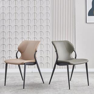 添彩居意式餐椅家用轻奢靠背凳现代简约北欧网红铁艺餐厅餐桌椅