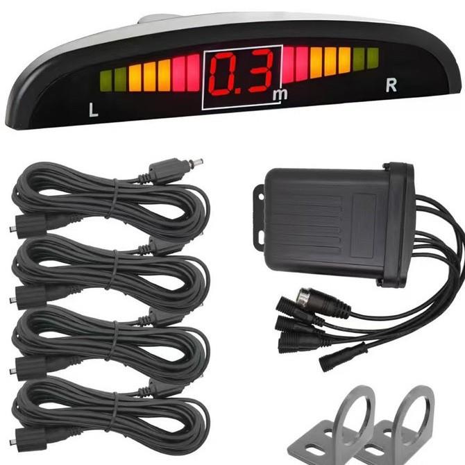 24V客货车挖机工程车倒车雷达免打孔挂式探头真人语音报警