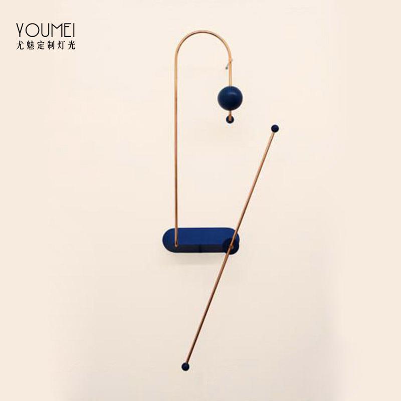 蓝色磁吸后现代壁灯线性设计师北欧简约楼梯间卧室走廊玄关灯