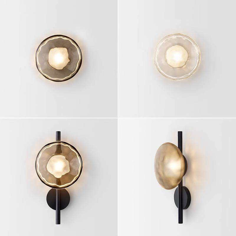 后现代客厅圆形玻璃设计师款样板房楼梯轻奢卧室北欧床头书房壁灯