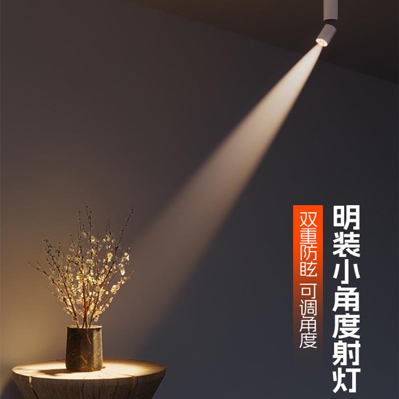 三知LED明装折叠射灯小角度3°8°15°光束角聚光角度可调天花灯