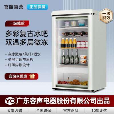 一级能效家用小型复古冰吧58L冷藏保鲜柜办公室大容量红酒冰箱YO