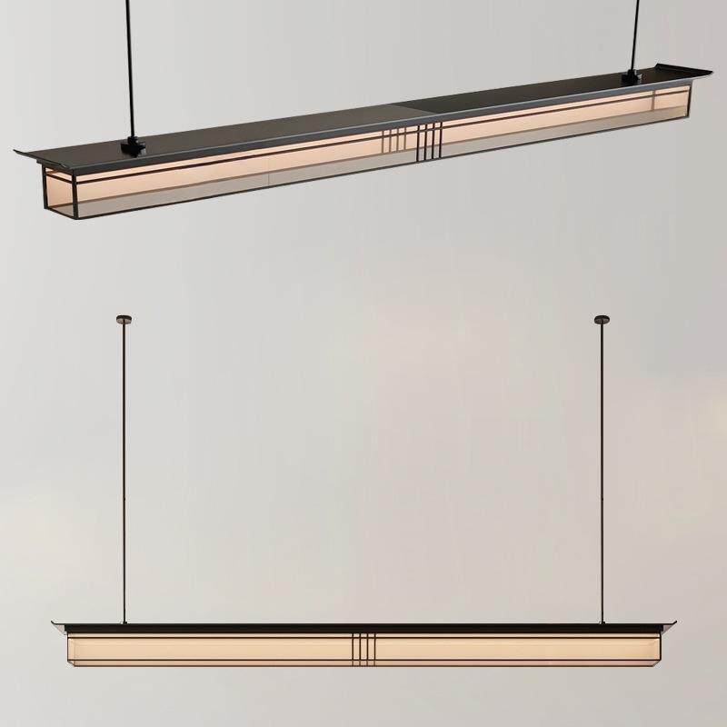 2024年新款设计师灯具中式餐厅茶室一字吊灯吧台书房前台灯饰中山