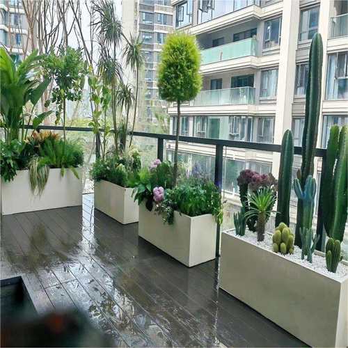 长方形种植花箱水泥花盆户外阳台种花种菜马槽长条北欧风花箱