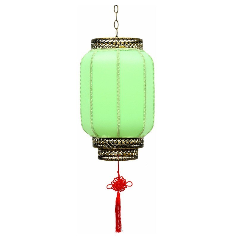 绿色灯笼彩色装饰中式q仿古羊皮户外防水中国风吊灯发光元宵节宫