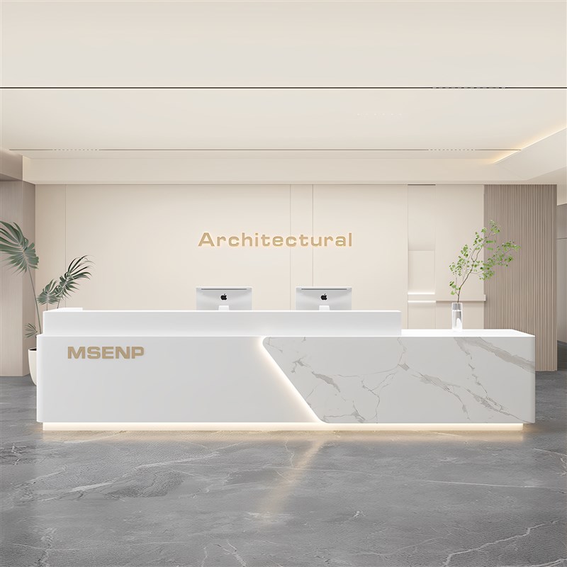 现代简约公司前台接待台售楼大厅迎D宾柜台网红收银柜台培训机构