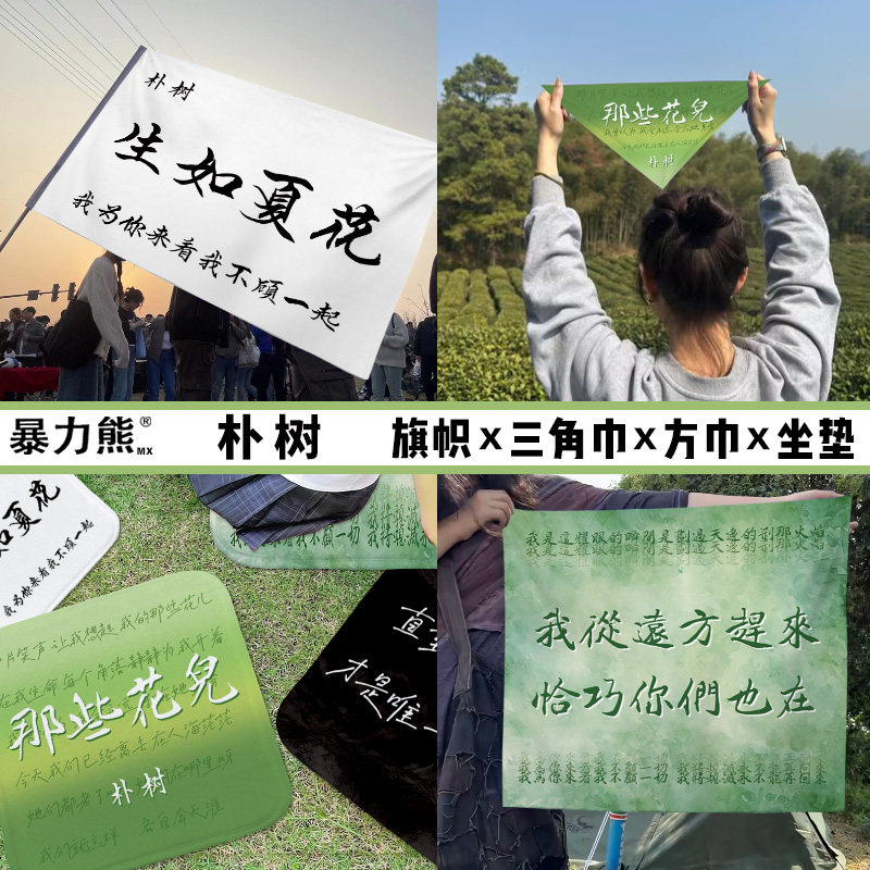 音乐节旗帜应援 音乐节应援旗帜定制朴树演唱会周边三角巾E旗帜方