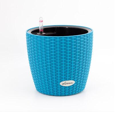 欧式自动吸水储水花盆圆形塑料树脂仿藤编K客厅阳台懒人免浇水花