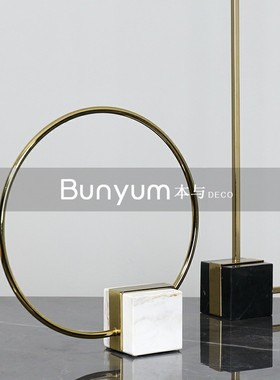 现代轻奢金属几何铁艺摆件样x板房间售楼处玄关柜创意软装饰品摆