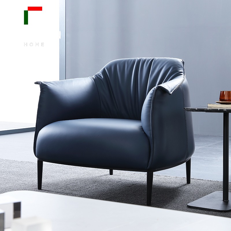 单人沙发椅北欧现代简q约真皮轻奢客厅小户型时尚意式极简休闲椅