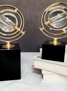 创意轻奢地球仪水晶摆件样板房售楼E处桌面办公桌软装饰品工艺品