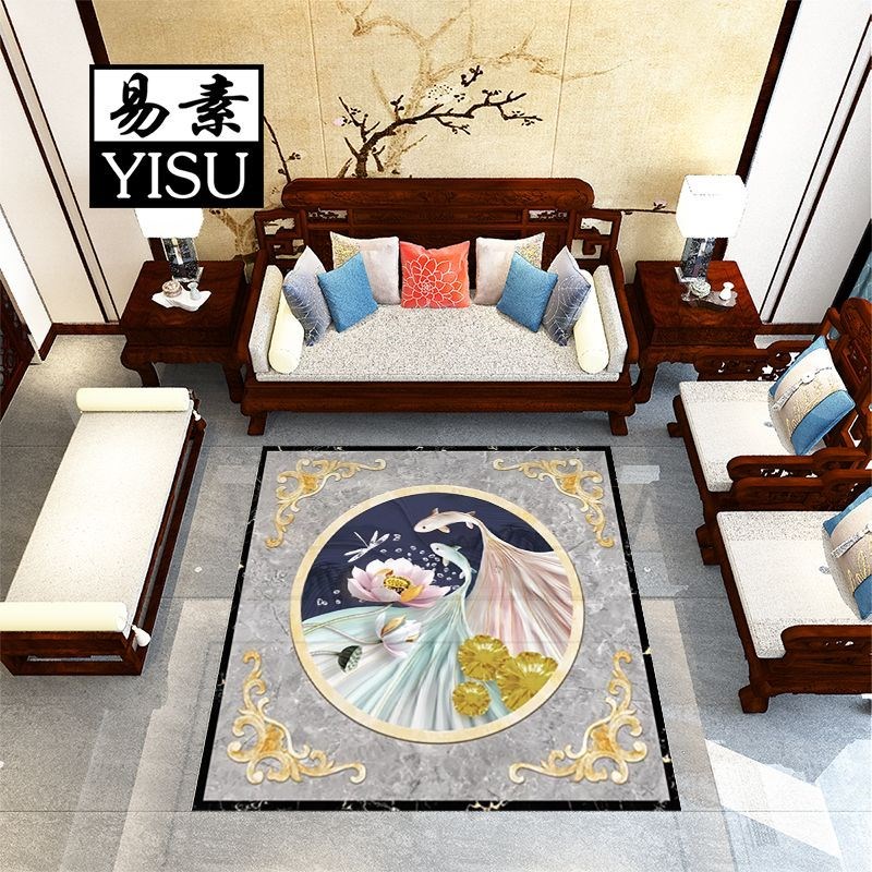 新中式客厅拼花瓷砖别墅进门地板砖饭厅入户玄关定W制图案造型地