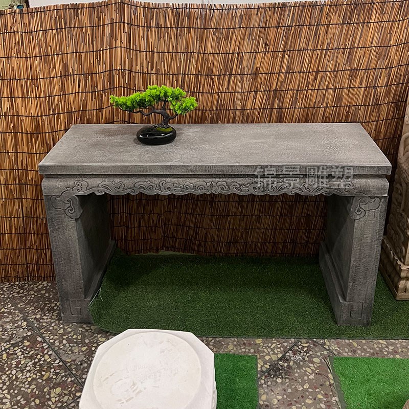 仿古石雕条桌石材条案台长条石桌汉白玉做旧花R架石头盆景底座供