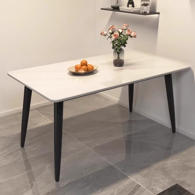 哑光岩板餐桌椅组合家用小户型加厚餐桌现代简约型U轻奢长方形桌