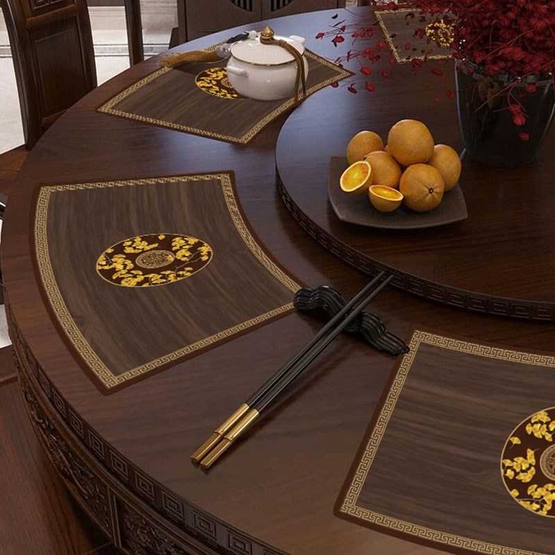 新中式扇形餐垫防烫防p水防油免洗碗垫轻奢西餐隔热餐桌垫餐盘垫