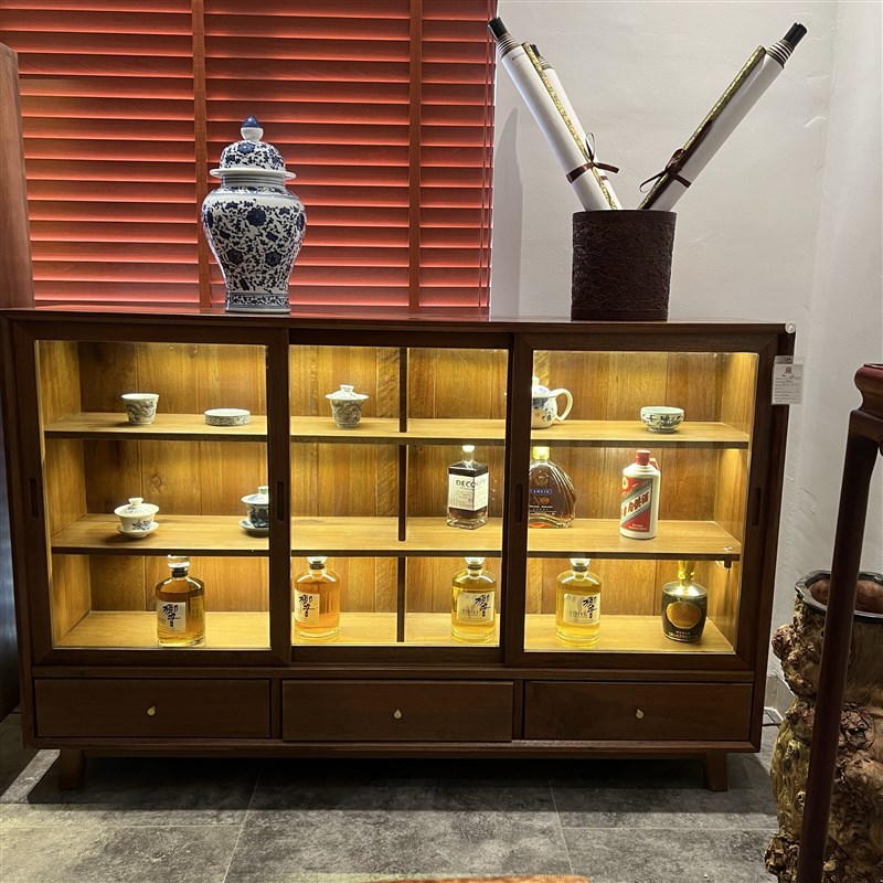 98150复古风实木书柜客厅家用落地置物架储物柜.子收纳柜子