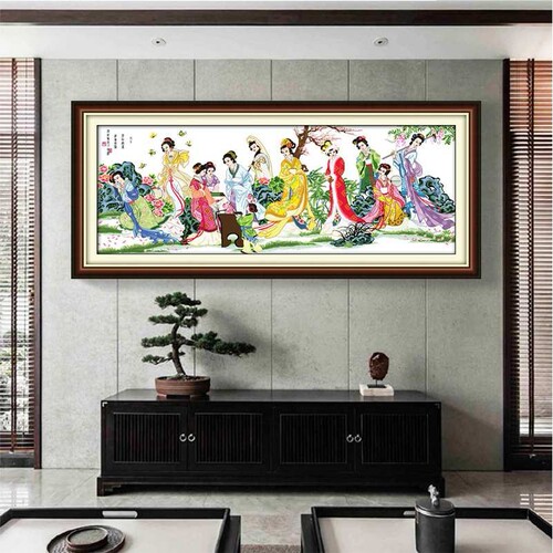 NKF十字绣 中国古代人物系列横幅梦红楼客厅书房大幅挂画一件代发