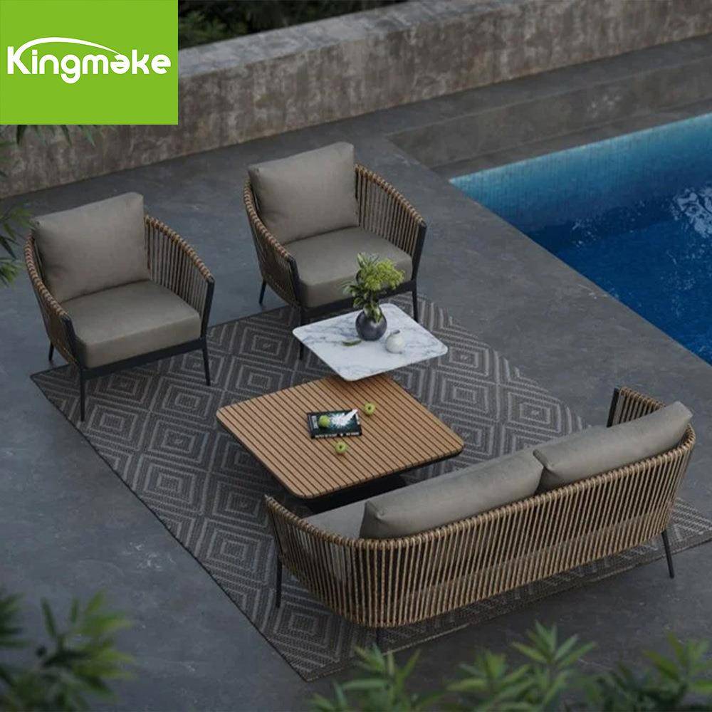 户外休闲别墅阳光房阳台餐厅花园庭院防水防晒藤编餐桌椅露天家具